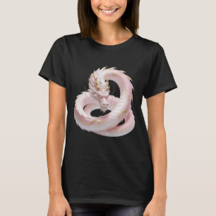 Chinese White Gold Dragon Art Fantasy Design With  T-Shirt