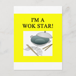 chinese wok cooking postcard
