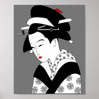 chinese woman geisha traditional poster