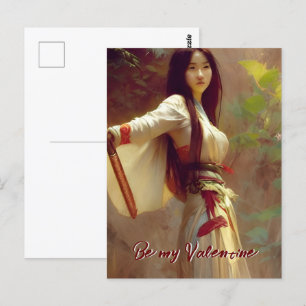 Chinese Wuxia Fighter Martial Arts Valentine Postcard