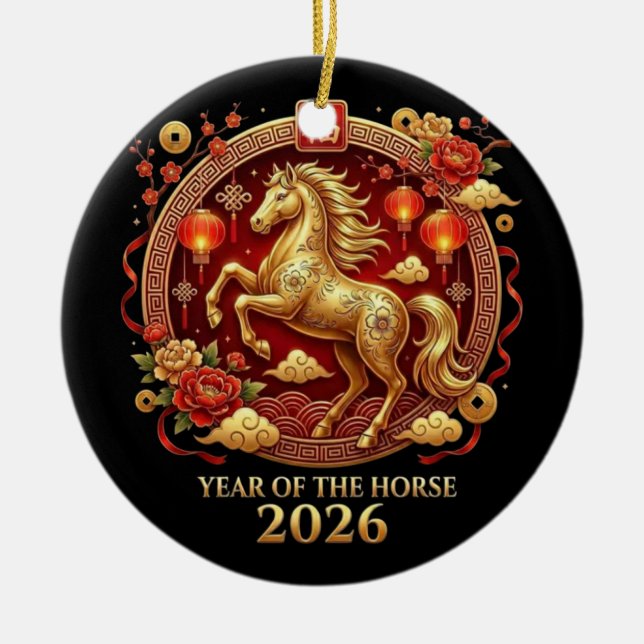 Chinese Year of Horse 2026 Celebrations Ceramic Ornament (Front)