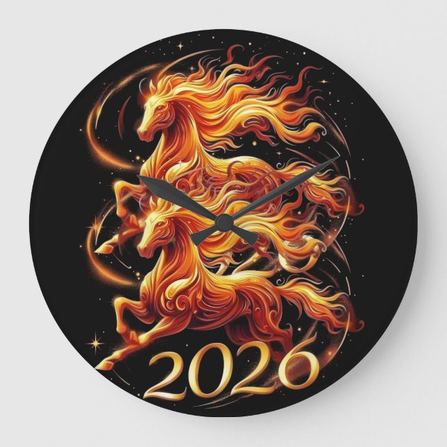 Chinese Year of Horse 2026 Celebrations Large Clock (Front)