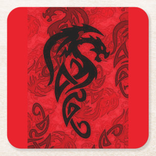 Chinese Year of the Dragon Art Square Paper Coaster