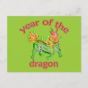 Chinese Year of the Dragon Illustration Holiday Postcard