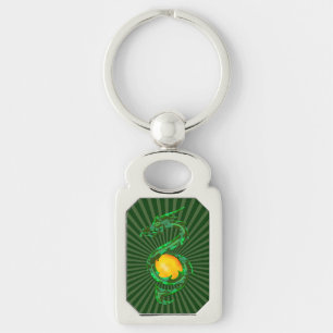Chinese Year of the Dragon Jade Green Keychain