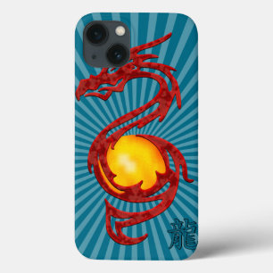 Chinese Year of the Dragon Metalic Red iPhone 13 Case
