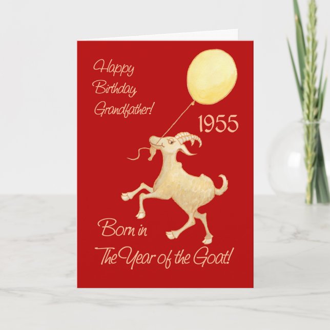 Chinese Year of the Goat 1955 Birthday GrandFather Holiday Card (Front)
