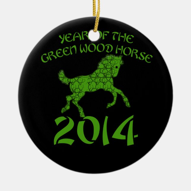 Chinese Year of the Green Wood Horse Ceramic Ornament (Front)