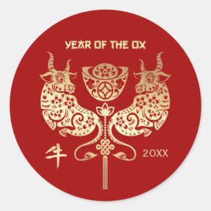 Chinese Year of the Ox   Custom Year Classic Round Sticker
