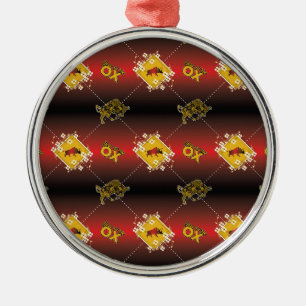 Chinese Year of the Ox Elegant Floral Metal Ornament