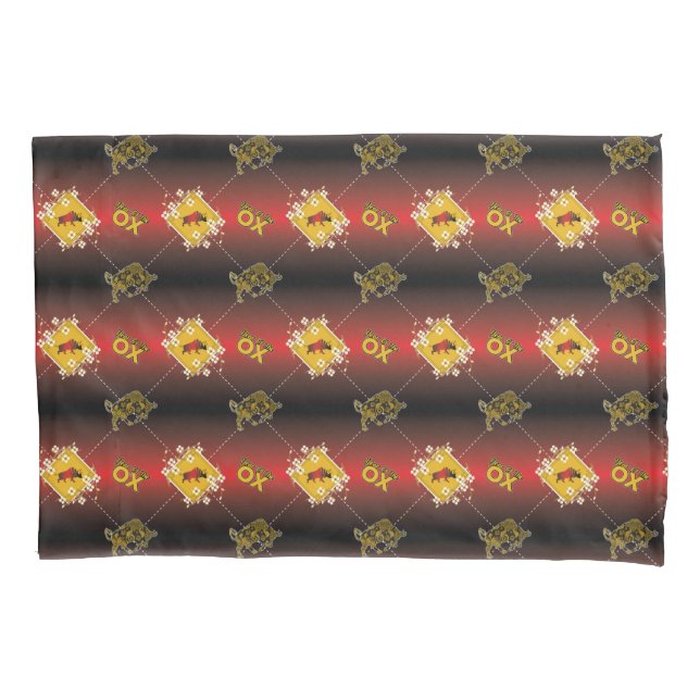 Chinese Year of the Ox Elegant Floral Pillowcase (Front)
