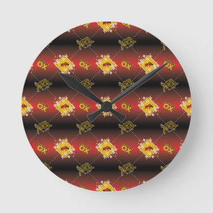 Chinese Year of the Ox Elegant Floral Round Clock