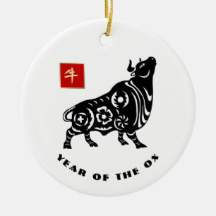 Chinese Year of the Ox Gift Ceramic Ornament