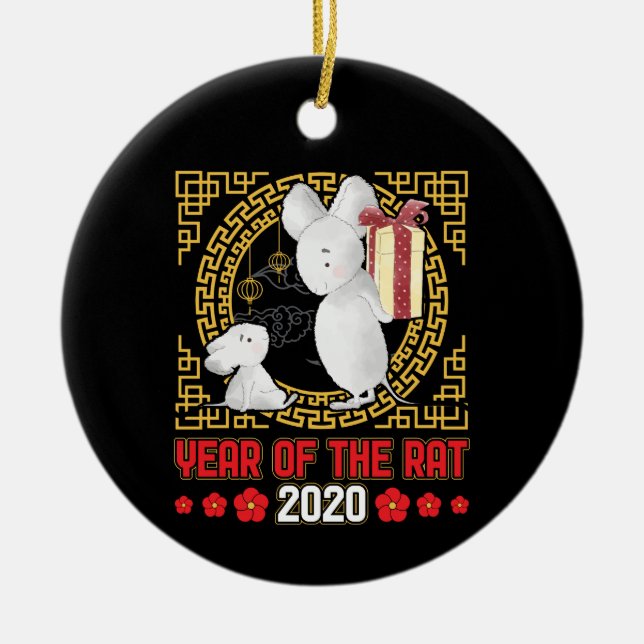 Chinese Year of the Rat 2020 Ceramic Ornament (Front)