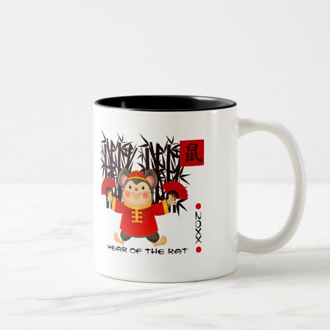 Chinese Year of the Rat | Custom Year & Name Gift Two-Tone Coffee Mug (Right)