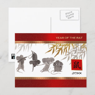 Chinese Year of the Rat Custom Year Postcards