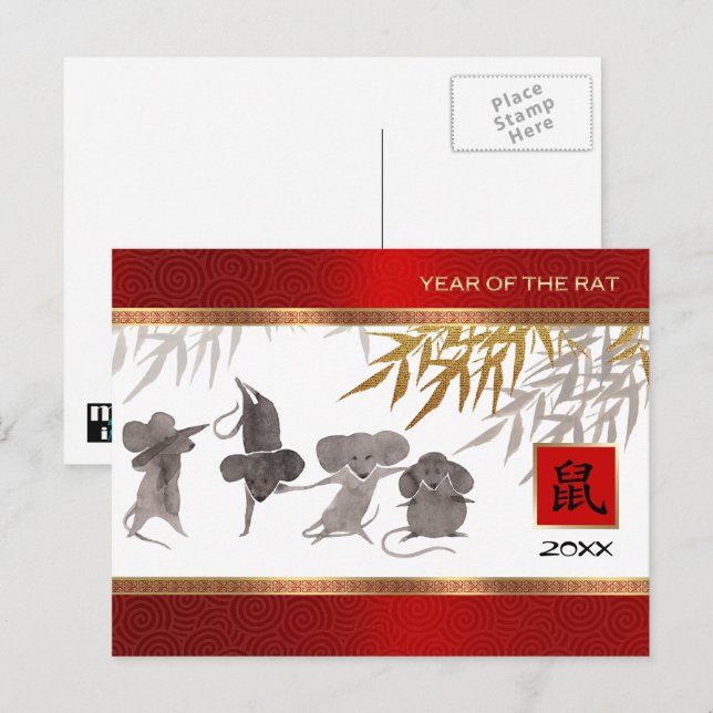 Chinese Year of the Rat | Custom Year Postcards (Front/Back)