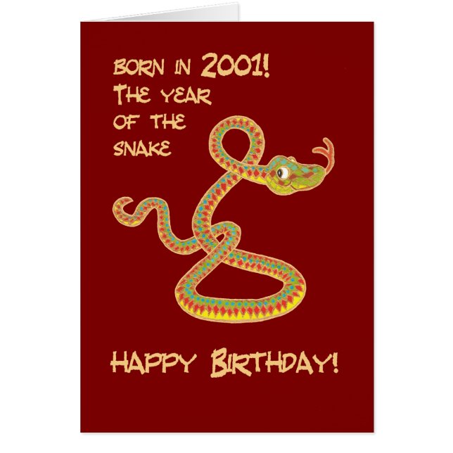 Chinese Year of the Snake Birthday Card, 2001 (Front)