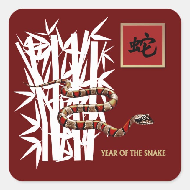 Chinese Year of the Snake Square Sticker (Front)
