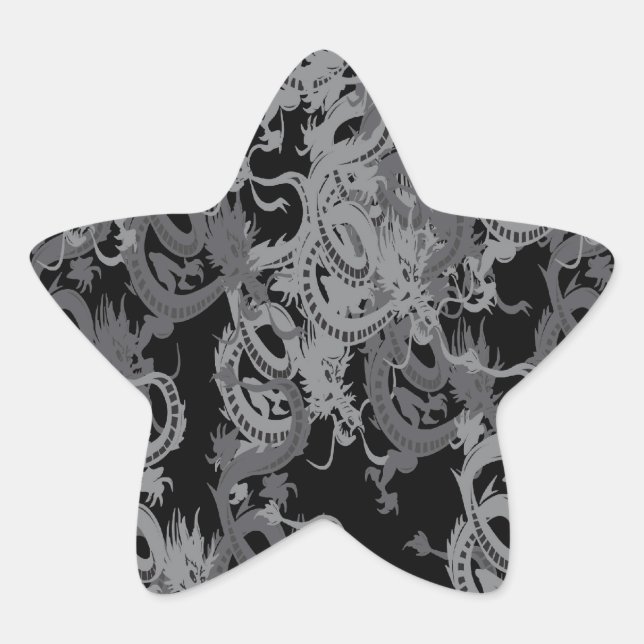 Chinese Ying Yang Dragon Star Sticker (Front)