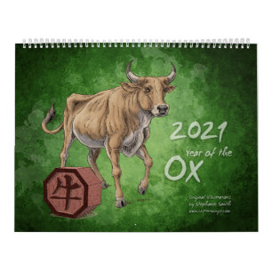 Chinese Zodiac 2021: Year of the Ox Artwork Calendar