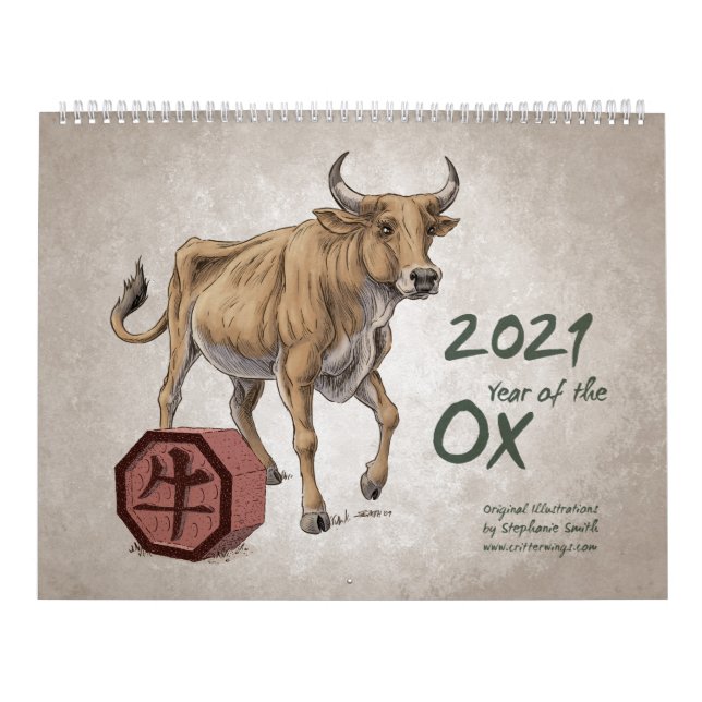 Chinese Zodiac 2021: Year of the Ox Artwork Calendar (Cover)