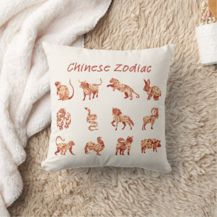 Chinese Zodiac Animal Sign Throw Pillow