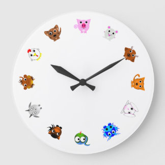 Chinese Zodiac Animals (rotated) Large Clock