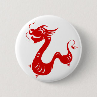 CHINESE ZODIAC DRAGON PAPERCUT ILLUSTRATION 2 INCH ROUND BUTTON