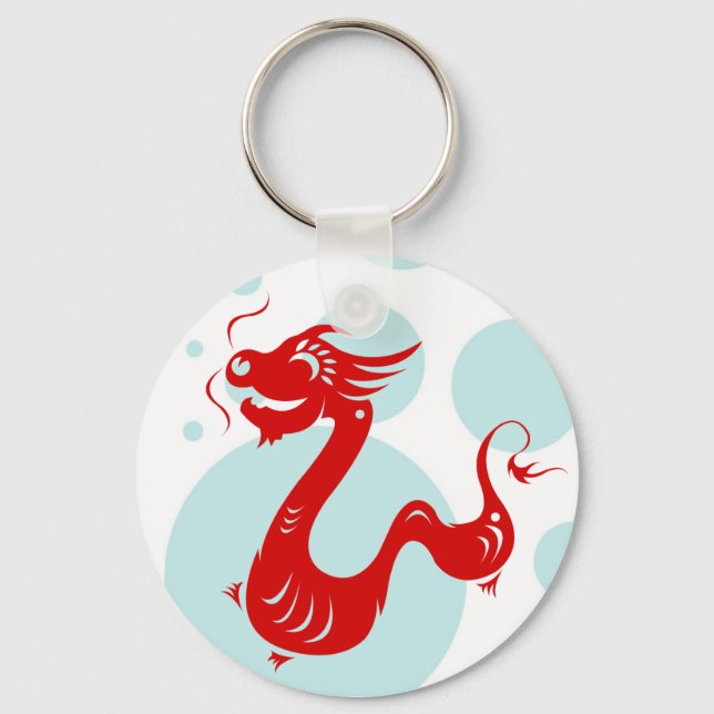 CHINESE ZODIAC DRAGON PAPERCUT ILLUSTRATION KEYCHAIN (Front)