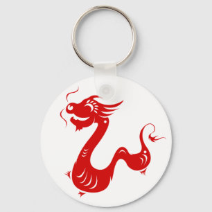 CHINESE ZODIAC DRAGON PAPERCUT ILLUSTRATION KEYCHAIN