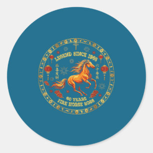 Chinese Zodiac Fire Horse 2026 -legend Since 1966  Classic Round Sticker