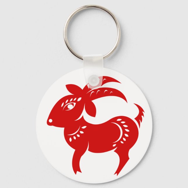 CHINESE ZODIAC GOAT PAPERCUT ILLUSTRATION KEYCHAIN (Front)