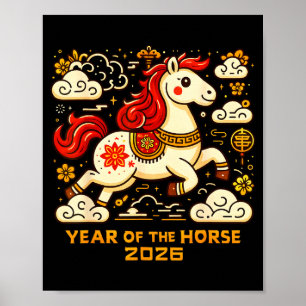 Chinese Zodiac Horse 2026 Lunar New Year Art Gift  Poster
