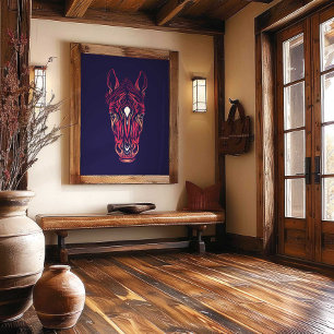 Chinese Zodiac Horse Wall Art Print Rustic Decor