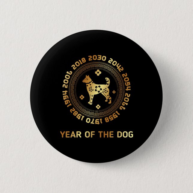 Chinese Zodiac Lunar New Year Astrology Horoscope  2 Inch Round Button (Front)