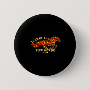 Chinese Zodiac Lunar Year Of The Fire Horse 2026 2 Inch Round Button