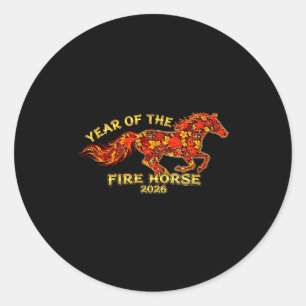 Chinese Zodiac Lunar Year Of The Fire Horse 2026  Classic Round Sticker