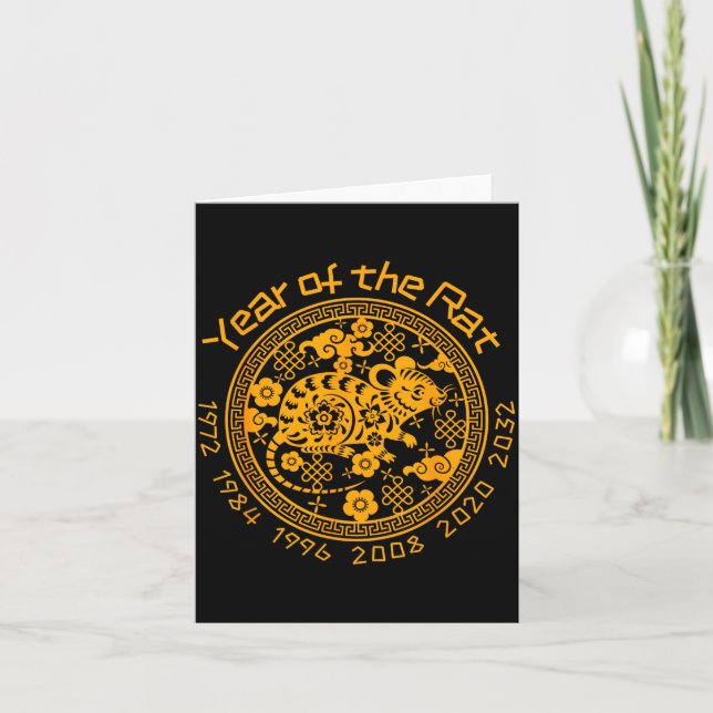 Chinese Zodiac New Year Of The Rat Sign  Card (Front)