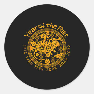 Chinese Zodiac New Year Of The Rat Sign Classic Round Sticker