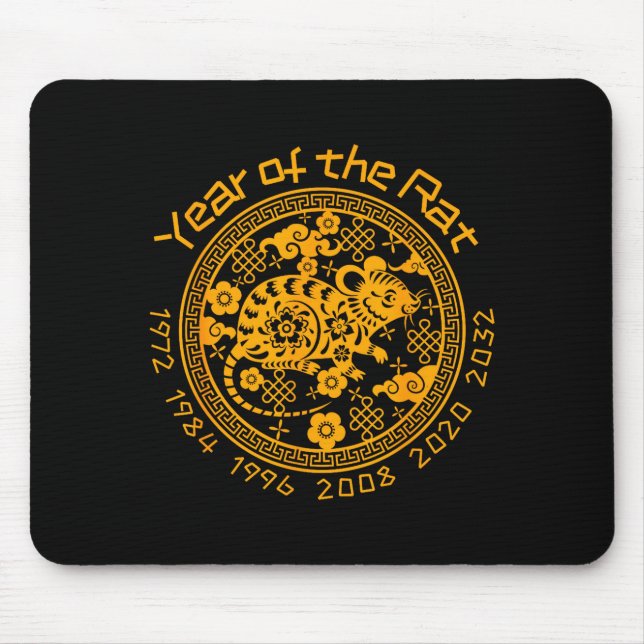 Chinese Zodiac New Year Of The Rat Sign  Mouse Pad (Front)