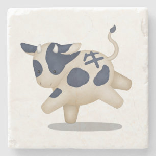 Chinese Zodiac Ox Cute Astrology Sign Stone Coaster