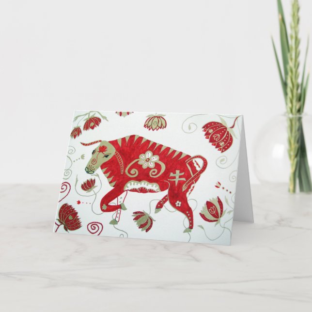 Chinese Zodiac Ox Greeting Card (Front)
