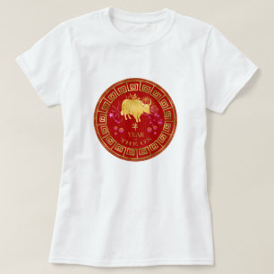 Chinese Zodiac Ox Red/Gold ID542 T-Shirt