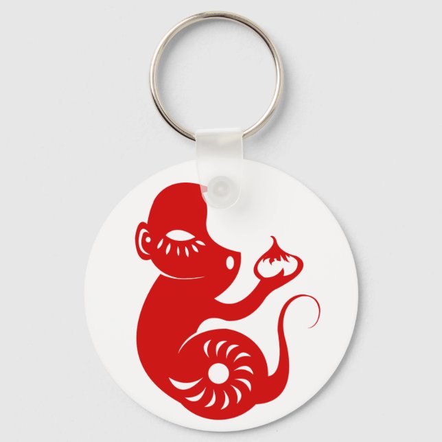 CHINESE ZODIAC PAPERCUT MONKEY ILLUSTRATION KEYCHAIN (Front)