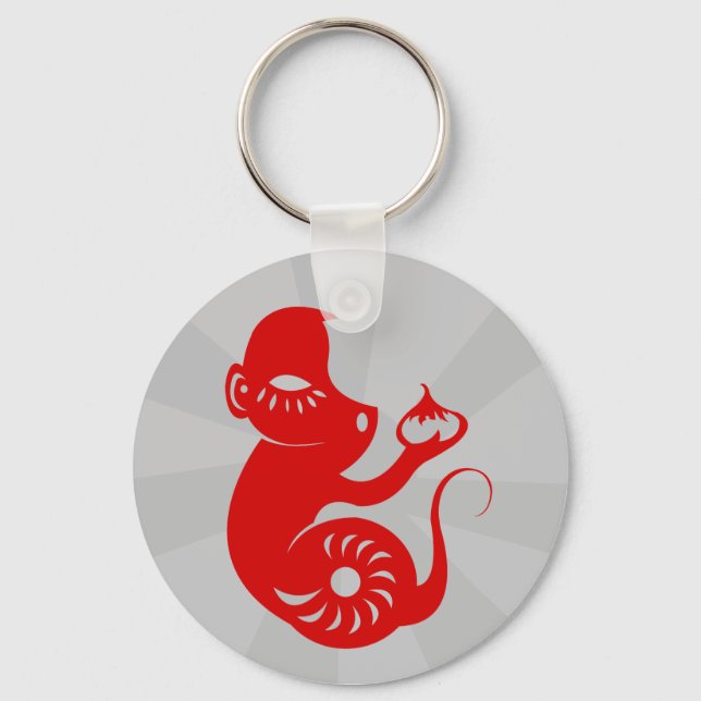 CHINESE ZODIAC PAPERCUT MONKEY ILLUSTRATION KEYCHAIN (Front)