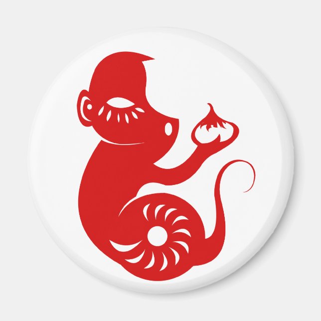 CHINESE ZODIAC PAPERCUT MONKEY ILLUSTRATION MAGNET (Front)