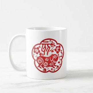 Chinese Zodiac Pig Paper Cutting Coffee Mug