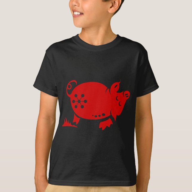 CHINESE ZODIAC PIG PAPERCUT ILLUSTRATION T-Shirt (Front)