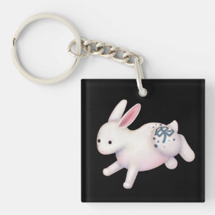 Chinese Zodiac Rabbit Cute Astrology Sign Black Keychain
